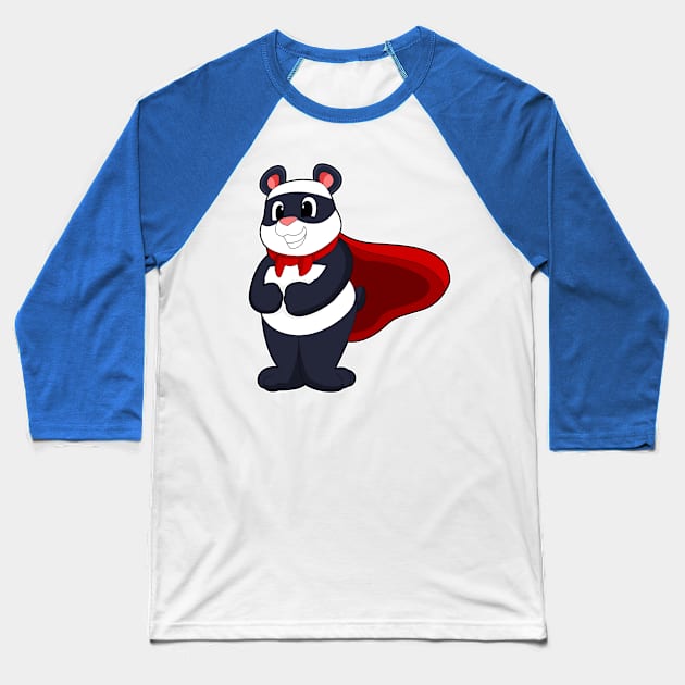 Panda as Hero with Mask & Cape Baseball T-Shirt by Markus Schnabel